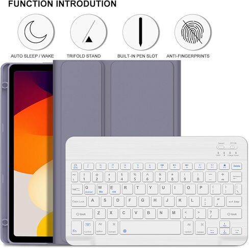 حافظة لوحة المفاتيح IVEOPPE لجهاز Redmi Pad 2 2025/Redmi Pad SE 11 بوصة 2023، لوحة مفاتيح بلوتوث لاسلكية قابلة للفصل مغناطيسيًا، غطاء فوليو بحامل من البولي يوريثان مع حامل قلم، رفيع وخفيف، أرجواني لافندر in Kuwait