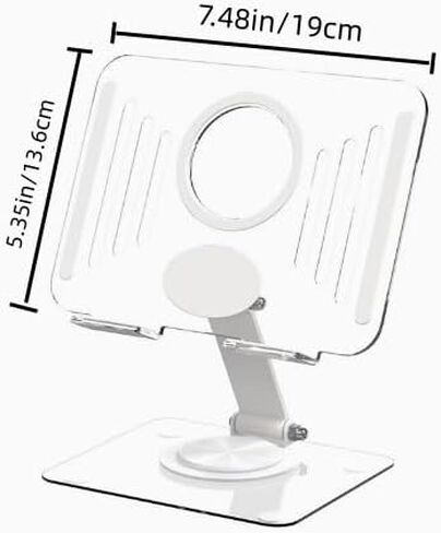 Transparent Rotating Phone Tablet Stand for Desk, 360° Rotation Foldable Adjustable Portable Holder for Office & Home Use, Compatible with iPad, Smartphones in Kuwait