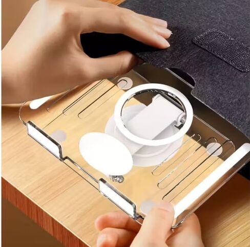 Transparent Rotating Phone Tablet Stand for Desk, 360° Rotation Foldable Adjustable Portable Holder for Office & Home Use, Compatible with iPad, Smartphones in Kuwait
