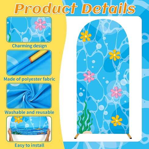 3Pcs Yellow Cartoon Arch Covers Yellow Blue Arch Backdrop Cover Set Bikini Flower Party Bubble Backdrop Stand Cover for Mermaid Under the Sea Birthday Party Baby Shower Photo Booth Props Decorations in Kuwait