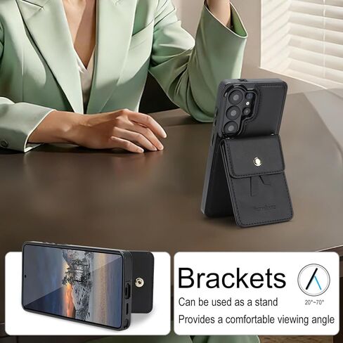 حافظة محفظة كروسبودي متوافقة مع هاتف Galaxy S26 Ultra مع حامل بطاقات، حافظة هاتف أنيقة من جلد البولي يوريثان تحجب RFID مع مسند فتحة للبطاقات، لهاتف Samsung S26 Ultra (أسود) in Kuwait