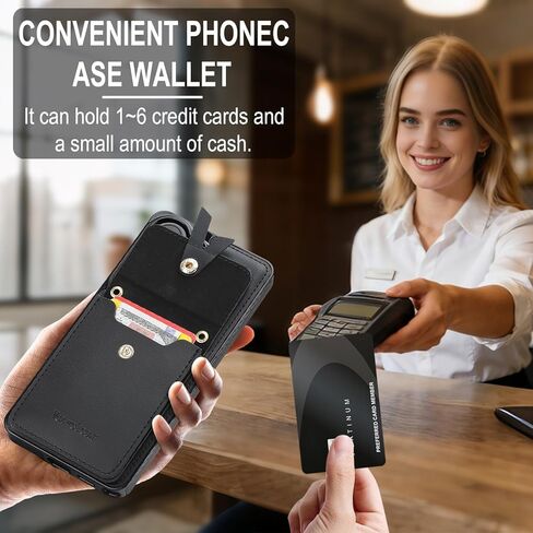 حافظة محفظة كروسبودي متوافقة مع هاتف Galaxy S26 Ultra مع حامل بطاقات، حافظة هاتف أنيقة من جلد البولي يوريثان تحجب RFID مع مسند فتحة للبطاقات، لهاتف Samsung S26 Ultra (أسود) in Kuwait