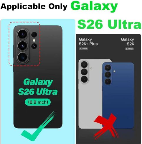 حافظة محفظة كروسبودي متوافقة مع هاتف Galaxy S26 Ultra مع حامل بطاقات، حافظة هاتف أنيقة من جلد البولي يوريثان تحجب RFID مع مسند فتحة للبطاقات، لهاتف Samsung S26 Ultra (أسود) in Kuwait
