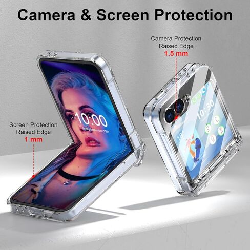 Designed for Samsung Galaxy Z Flip 6 Case with Hinge Protection & Foldable Kickstand (Built-in Screen Protector) Protective Phone Case Clear Cover for Z Flip 6 5G (Clear) in Kuwait