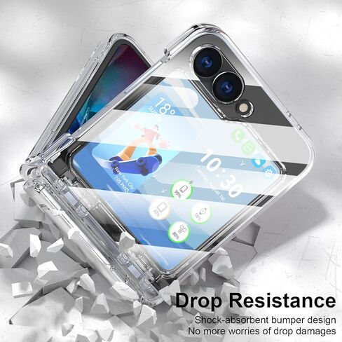 Designed for Samsung Galaxy Z Flip 6 Case with Hinge Protection & Foldable Kickstand (Built-in Screen Protector) Protective Phone Case Clear Cover for Z Flip 6 5G (Clear) in Kuwait