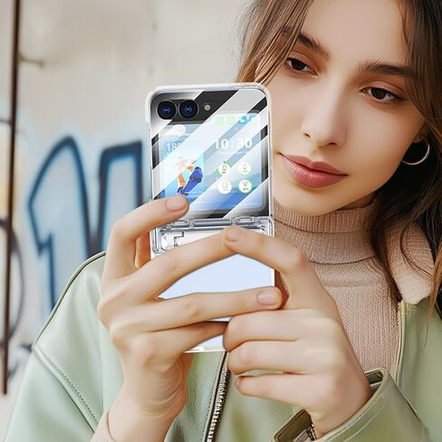 Designed for Samsung Galaxy Z Flip 6 Case with Hinge Protection & Foldable Kickstand (Built-in Screen Protector) Protective Phone Case Clear Cover for Z Flip 6 5G (Clear) in Kuwait