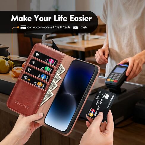 Compatible with Samsung Galaxy S25 FE Case Wallet with Card Holder [4 Card Slots] Kickstand [RFID Blocking] PU Leather Phone Case Flip Folio Protective Cover TPU Shockproof,Brown in Kuwait