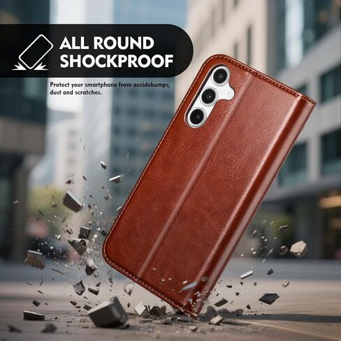 Compatible with Samsung Galaxy S25 FE Case Wallet with Card Holder [4 Card Slots] Kickstand [RFID Blocking] PU Leather Phone Case Flip Folio Protective Cover TPU Shockproof,Brown in Kuwait