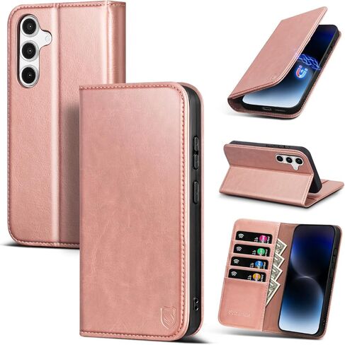 Compatible with Samsung Galaxy S25 FE Case Wallet with Card Holder [4 Card Slots] Kickstand [RFID Blocking] PU Leather Phone Case Flip Folio Protective Cover TPU Shockproof,Brown in Kuwait
