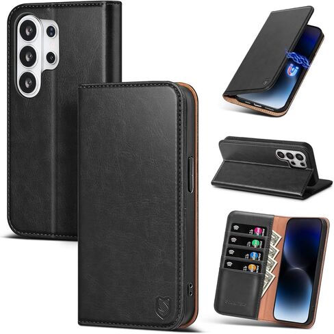 Compatible with Samsung Galaxy S25 FE Case Wallet with Card Holder [4 Card Slots] Kickstand [RFID Blocking] PU Leather Phone Case Flip Folio Protective Cover TPU Shockproof,Brown in Kuwait