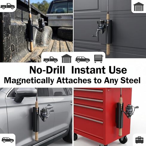 2PCS Universal Magnetic Fishing Rod Holder,No Drill Truck Bed Fishing Rod Holder,Magnetic Car Fishing Rod Holder for Truck, SUV, Garage Door & Golf Cart, Wall-Mounted Fishing Rod Storage Rack in Kuwait