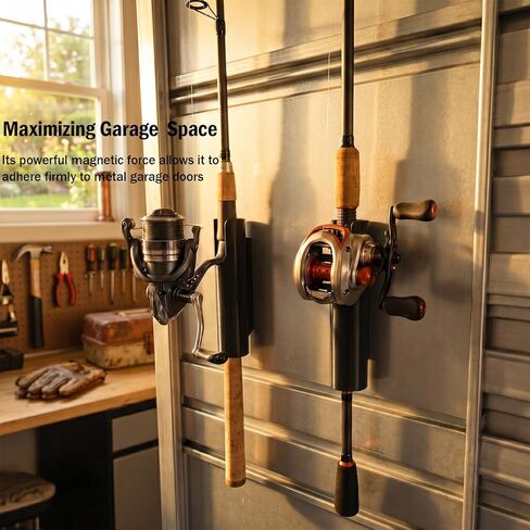 2PCS Universal Magnetic Fishing Rod Holder,No Drill Truck Bed Fishing Rod Holder,Magnetic Car Fishing Rod Holder for Truck, SUV, Garage Door & Golf Cart, Wall-Mounted Fishing Rod Storage Rack in Kuwait