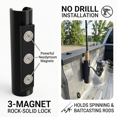 2PCS Universal Magnetic Fishing Rod Holder,No Drill Truck Bed Fishing Rod Holder,Magnetic Car Fishing Rod Holder for Truck, SUV, Garage Door & Golf Cart, Wall-Mounted Fishing Rod Storage Rack in Kuwait