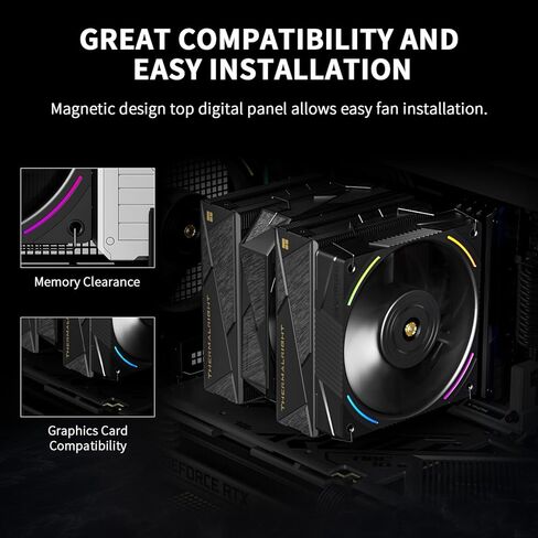 مبرد وحدة المعالجة المركزية Thermalrlght Royal Pretor 130 Ultra Black CPU، 7 أنابيب حرارية لتبريد وحدة المعالجة المركزية، غطاء علوي مصقول باللون الأسود، لمنصات Intel LGA115X/2011/1700/1851، AM4/AM5، وأبراج مزدوجة ومبرد مراوح in Kuwait