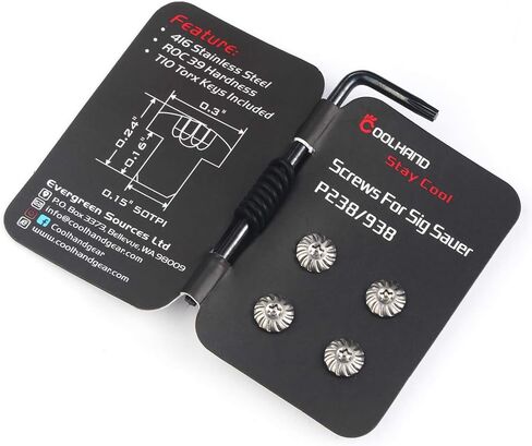 Cool Hand Customized Sig P238 P938 Grips Screws, 4 Stainless Steel Screws, 4 O Rings, T10 Torx Key, Silver S-1-S in Kuwait