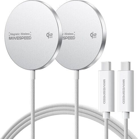 MOVESPEED Qi2.2 25W Magnetic Wireless Charger 2 Pack, MagSafe Fast Charging Pad, Compatible with iPhone 17/16/15/14/13/12 Series, AirPods Pro/4/3/2,Samsung Galaxy and More(Black) in Kuwait