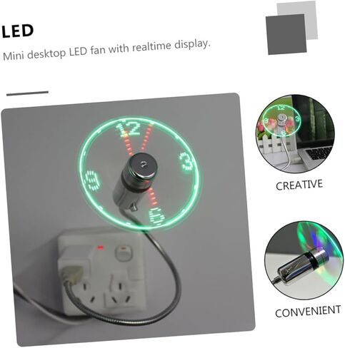 jojofuny USB Clock Fan with Light Time Display Mini Gooseneck Portable USB Rechargeable Fan for Laptop Cooling Compact Silent for Office and Travel in Kuwait