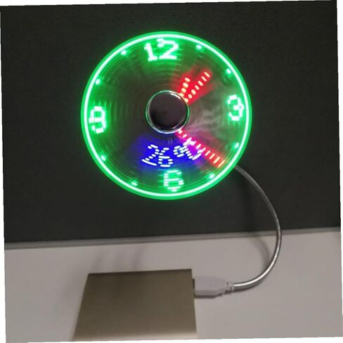 jojofuny USB Clock Fan with Light Time Display Mini Gooseneck Portable USB Rechargeable Fan for Laptop Cooling Compact Silent for Office and Travel in Kuwait
