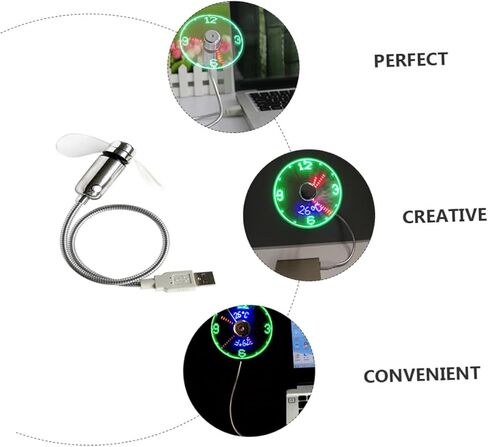 VALICLUD USB Rechargeable Mini Clock Fan with Real-time Display, Portable Gooseneck USB Fan for Home Office Cooling and Personal Use in Kuwait