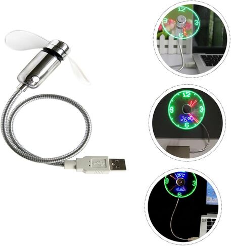 VALICLUD USB Rechargeable Mini Clock Fan with Real-time Display, Portable Gooseneck USB Fan for Home Office Cooling and Personal Use in Kuwait
