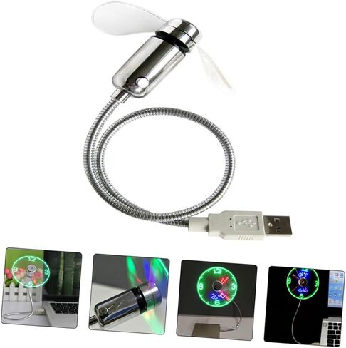 VALICLUD USB Rechargeable Mini Clock Fan with Real-time Display, Portable Gooseneck USB Fan for Home Office Cooling and Personal Use in Kuwait