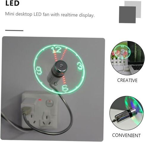 Operitacx USB Clock Fan with Flashing Real Time Display, Mini USB Powered Gooseneck Fan for Office, Travel, and Home Use in Kuwait
