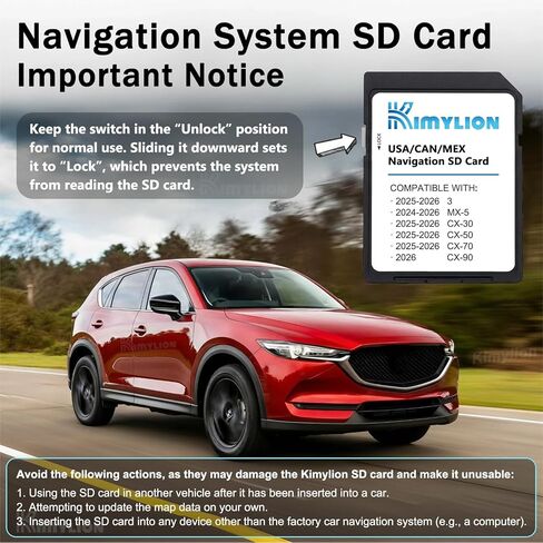 Navigation SD Card for Mazda, GPS Map Update for CX-30/3/CX-50/CX-70 (2025-2026), MX-5 (2024-2026), CX-90 (2026), USA/CAN/MEX Offline Maps, Plug & Play (KR9D-66-EZ1B) in Kuwait