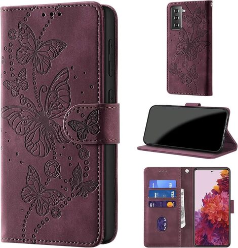 حافظة محفظة لهاتف Samsung Galaxy S21 5G (Non S21+)، [حجب RFID] حامل 3 بطاقات [هيكل TPU مقاوم للصدمات]، غطاء قلاب واقٍ من جلد البولي يوريثان بإغلاق مغناطيسي مقاس 6.2 بوصة، أرجواني in Kuwait