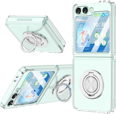 جراب مصمم لهاتف Galaxy Z Flip 7 FE/ 6 مع مسند حلقي (يعمل مع حامل السيارة المغناطيسي) متوافق مع حافظة هاتف Samsung Flip 6 Sim الواقية وغطاء شفاف لهاتف Z Flip 6 5G - شفاف in Kuwait
