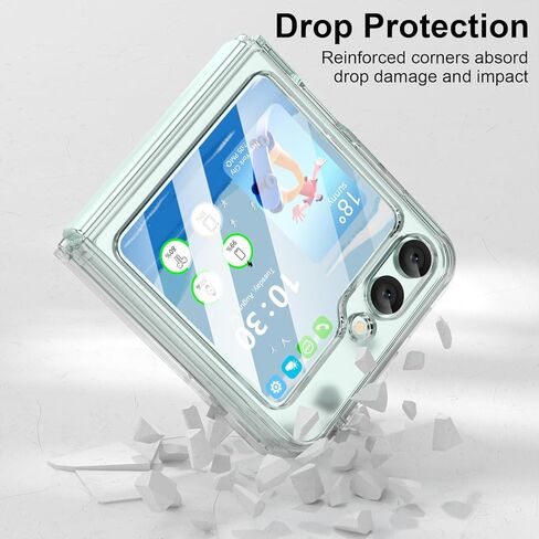 جراب مصمم لهاتف Galaxy Z Flip 7 FE/ 6 مع مسند حلقي (يعمل مع حامل السيارة المغناطيسي) متوافق مع حافظة هاتف Samsung Flip 6 Sim الواقية وغطاء شفاف لهاتف Z Flip 6 5G - شفاف in Kuwait