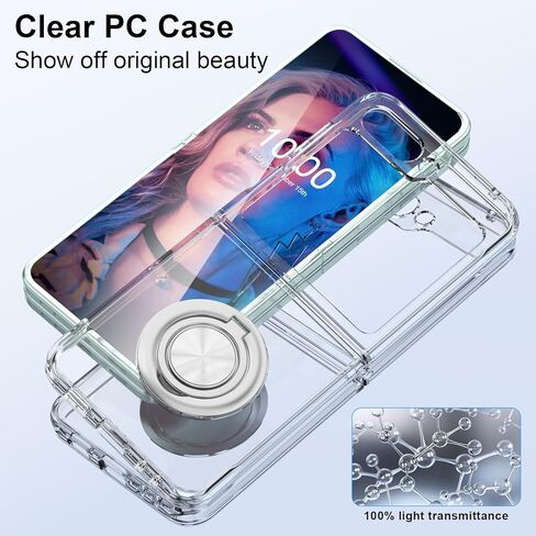 جراب مصمم لهاتف Galaxy Z Flip 7 FE/ 6 مع مسند حلقي (يعمل مع حامل السيارة المغناطيسي) متوافق مع حافظة هاتف Samsung Flip 6 Sim الواقية وغطاء شفاف لهاتف Z Flip 6 5G - شفاف in Kuwait
