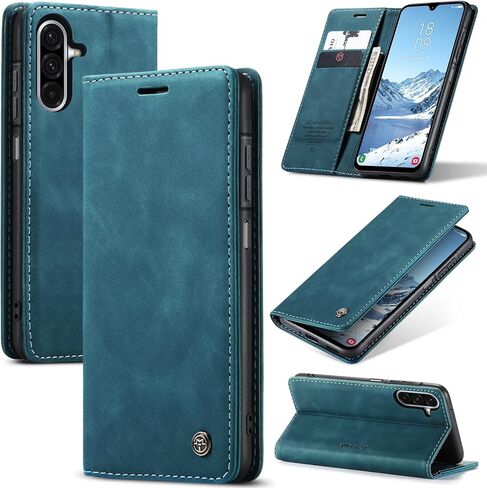 Compatible with Samsung Galaxy A17 5G Case with Card Holder, Kickstand Protective Flip Folio Leather Wallet Case for Galaxy A17 5G 6.7 inch (Blue) in Kuwait