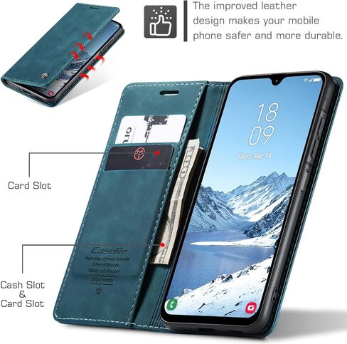 Compatible with Samsung Galaxy A17 5G Case with Card Holder, Kickstand Protective Flip Folio Leather Wallet Case for Galaxy A17 5G 6.7 inch (Blue) in Kuwait
