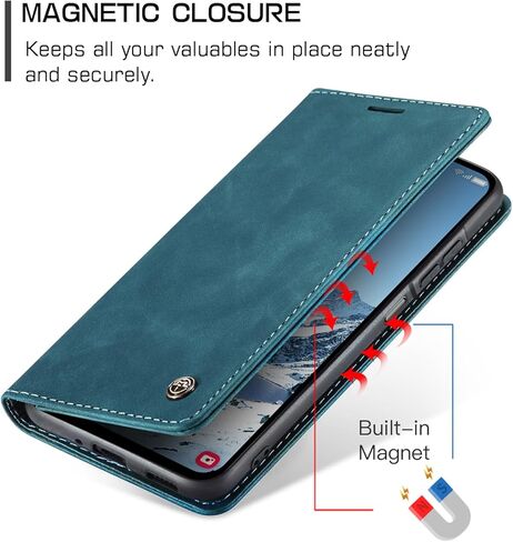 Compatible with Samsung Galaxy A17 5G Case with Card Holder, Kickstand Protective Flip Folio Leather Wallet Case for Galaxy A17 5G 6.7 inch (Blue) in Kuwait