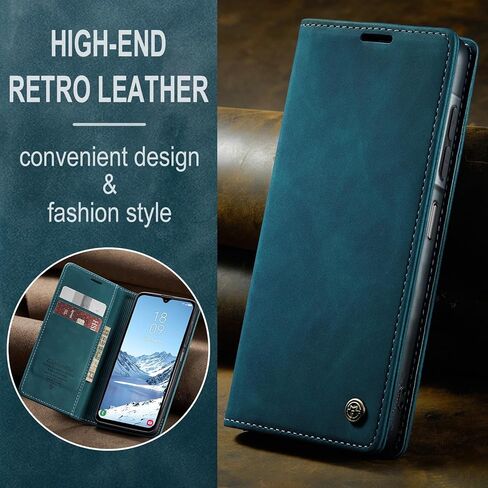 Compatible with Samsung Galaxy A17 5G Case with Card Holder, Kickstand Protective Flip Folio Leather Wallet Case for Galaxy A17 5G 6.7 inch (Blue) in Kuwait