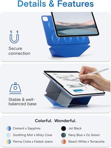 حامل تابلت ديناميكي فوليو من MOFT للمكتب متوافق مع iPad Pro 13 بوصة (M5 2025/M4 2024)، حافظة حامل تابلت مغناطيسية رفيعة مع أكثر من 20 زاوية عرض، أسود داكن in Kuwait
