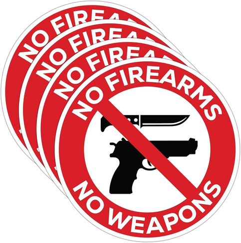 | 4 Pcs No Firearms Or Weapons Sticker – 3.5" – Strong Adhesive, Durable, Weatherproof No Guns Sign. Perfect No Firearm Sticker in Kuwait