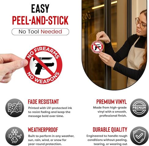 | 4 Pcs No Firearms Or Weapons Sticker – 3.5" – Strong Adhesive, Durable, Weatherproof No Guns Sign. Perfect No Firearm Sticker in Kuwait