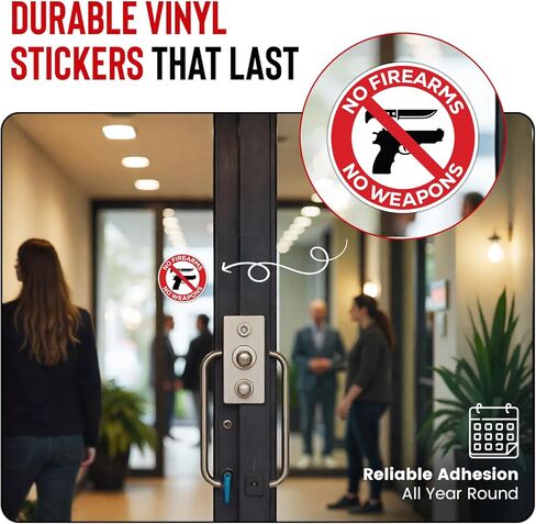 | 4 Pcs No Firearms Or Weapons Sticker – 3.5" – Strong Adhesive, Durable, Weatherproof No Guns Sign. Perfect No Firearm Sticker in Kuwait