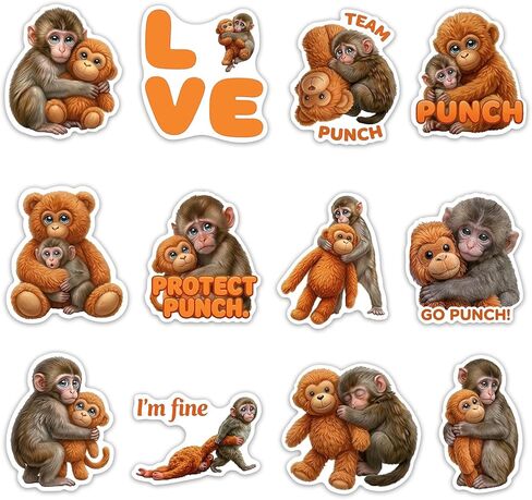 60PCS Punch Monkey Stickers, Funny Punch the Monkey Aesthetic Stickers for Water Bottles, Laptops, Phone Cases in Kuwait