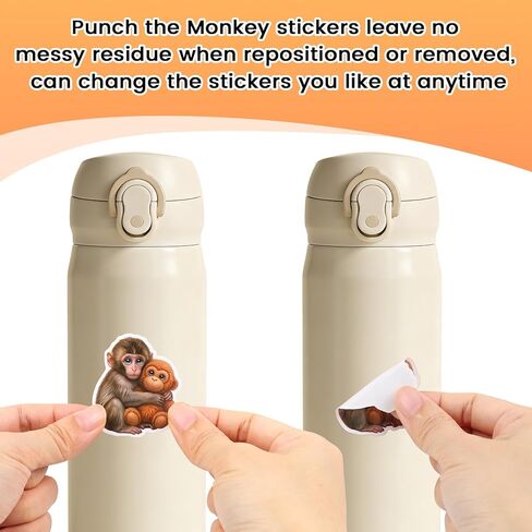 60PCS Punch Monkey Stickers, Funny Punch the Monkey Aesthetic Stickers for Water Bottles, Laptops, Phone Cases in Kuwait