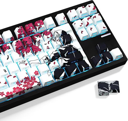 Anime PBT Keycaps White Japanese Custom Side Print Shine Through Keycap, Cherry Profile Key Caps for 61/87/104/108 Cherry Gateron MX Switches Mechanical Keyboard in Kuwait