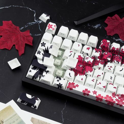 Anime PBT Keycaps White Japanese Custom Side Print Shine Through Keycap, Cherry Profile Key Caps for 61/87/104/108 Cherry Gateron MX Switches Mechanical Keyboard in Kuwait