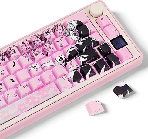 Anime PBT Keycaps White Japanese Custom Side Print Shine Through Keycap, Cherry Profile Key Caps for 61/87/104/108 Cherry Gateron MX Switches Mechanical Keyboard in Kuwait