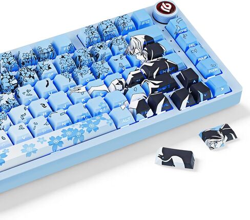 Anime PBT Keycaps White Japanese Custom Side Print Shine Through Keycap, Cherry Profile Key Caps for 61/87/104/108 Cherry Gateron MX Switches Mechanical Keyboard in Kuwait