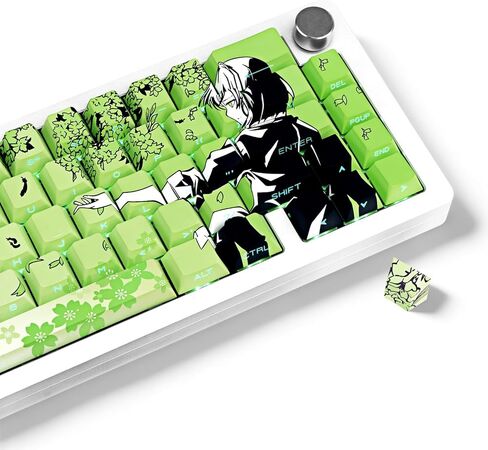Anime PBT Keycaps White Japanese Custom Side Print Shine Through Keycap, Cherry Profile Key Caps for 61/87/104/108 Cherry Gateron MX Switches Mechanical Keyboard in Kuwait