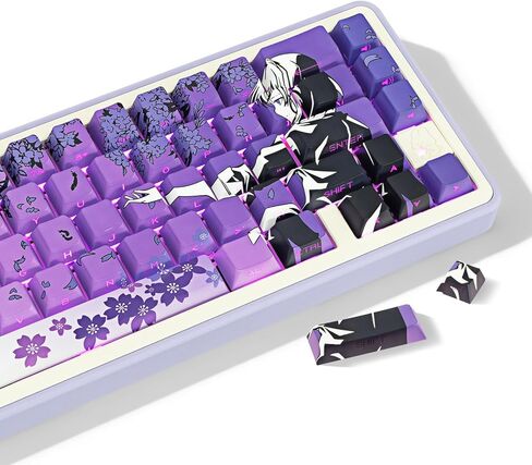 Anime PBT Keycaps White Japanese Custom Side Print Shine Through Keycap, Cherry Profile Key Caps for 61/87/104/108 Cherry Gateron MX Switches Mechanical Keyboard in Kuwait