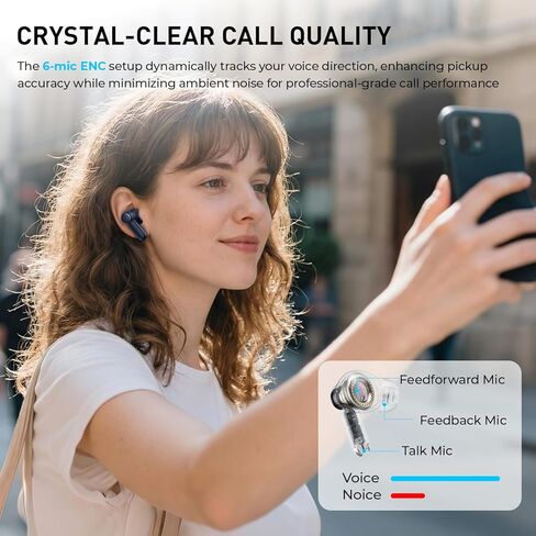 سماعات أذن لاسلكية havit Hybrid بخاصية إلغاء الضوضاء النشطة، سماعات رأس بلوتوث 6.0 داخل الأذن، 6 ميكروفونات ENC Clear Call Ear Buds، وقت تشغيل 30+H، صوت مكاني ثلاثي الأبعاد، EQ مخصص عبر التطبيق، IPX5 مقاوم للماء أزرق in Kuwait