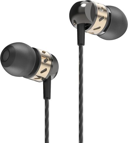 Betron AX5 Wired Earphones with Microphone, Deep Bass in-Ear Headphones, Tangle-Free Cable, Noise Isolating, 3.5mm Jack - Black in Kuwait
