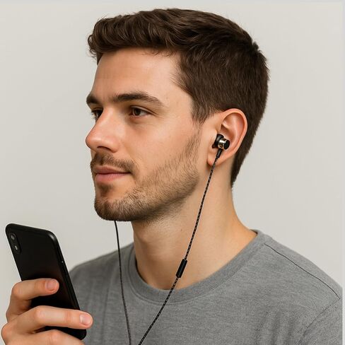 Betron AX5 Wired Earphones with Microphone, Deep Bass in-Ear Headphones, Tangle-Free Cable, Noise Isolating, 3.5mm Jack - Black in Kuwait